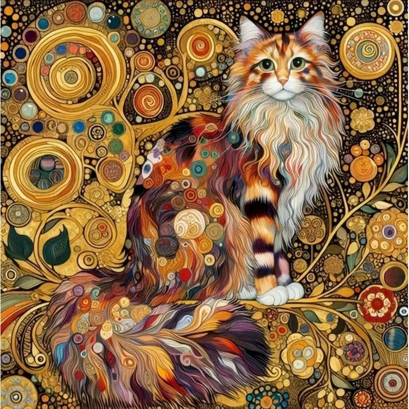 Peinture à diamants de chat à la Klimt