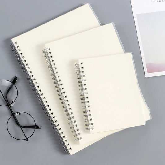 Spiral notebook with transparent cover A5 A6 B5 lined or dotted or blank or squared sheets