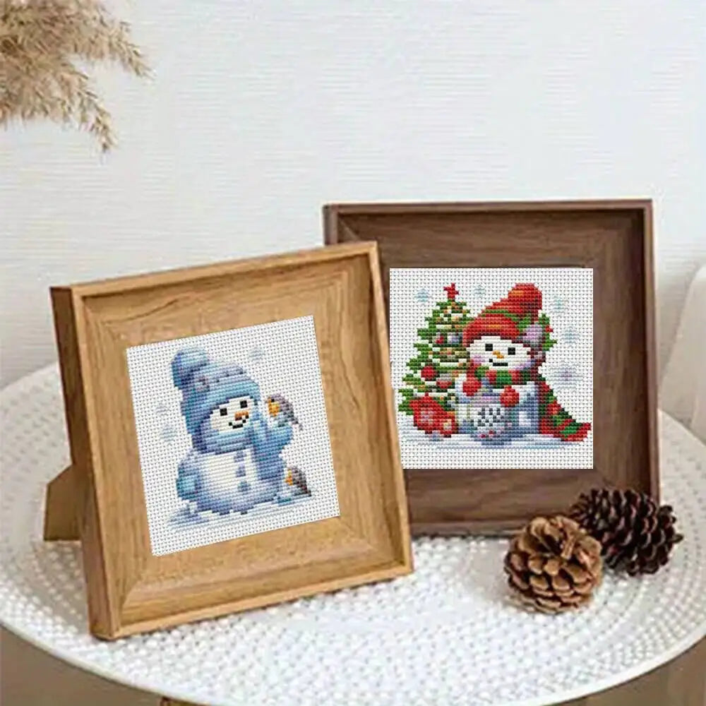 Kit de broderie en tissu imprimé bonhomme de neige, point de croix de noël, 11Ct,  8 pièces