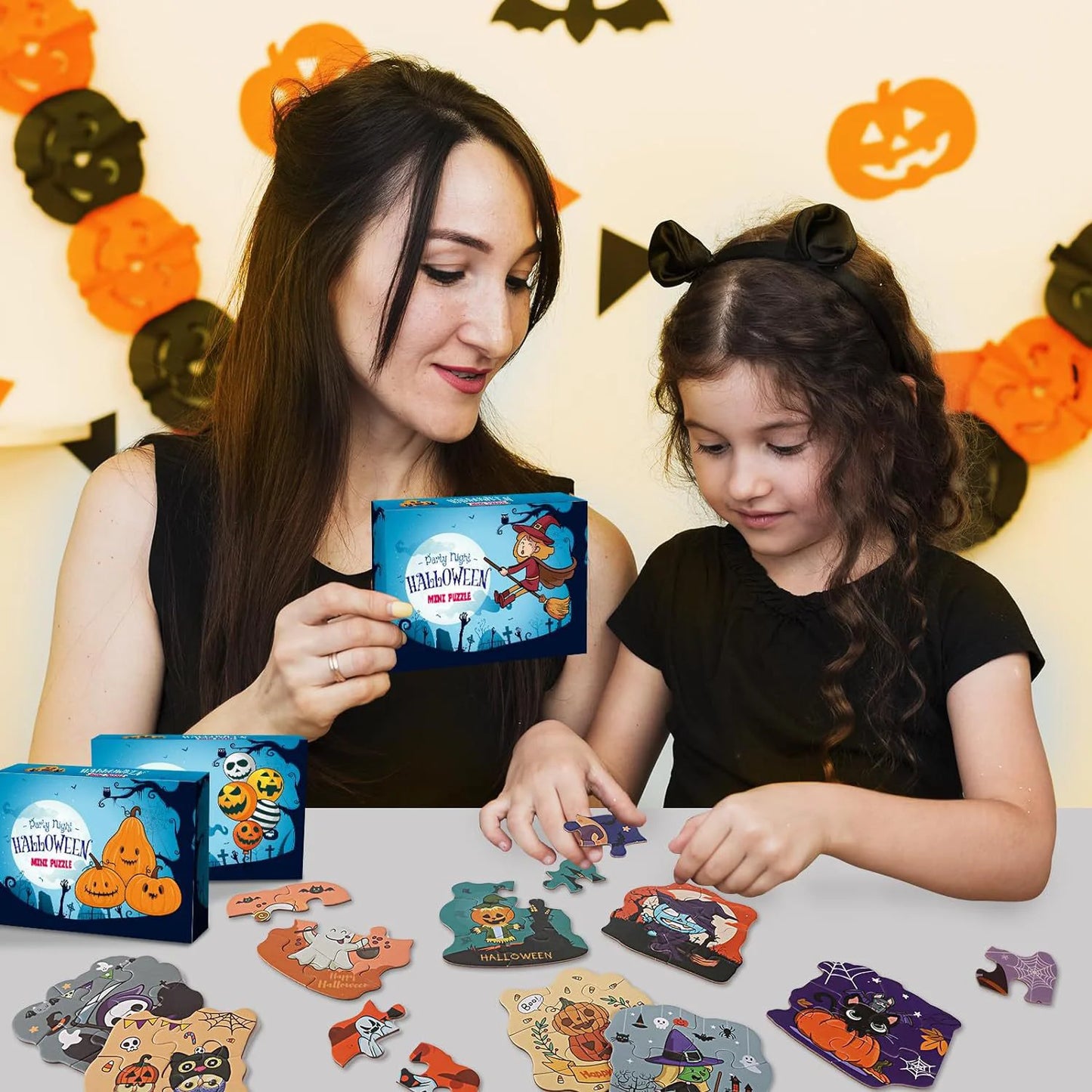 24 Puzzles d'Halloween : Fantôme, Citrouille, Sorcière