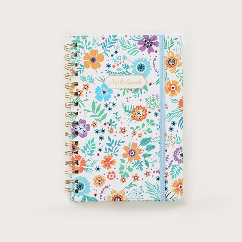 Cuadernos espirales con bonitas flores, tapa dura, 5,5 x 8,3 pulgadas, 160 páginas