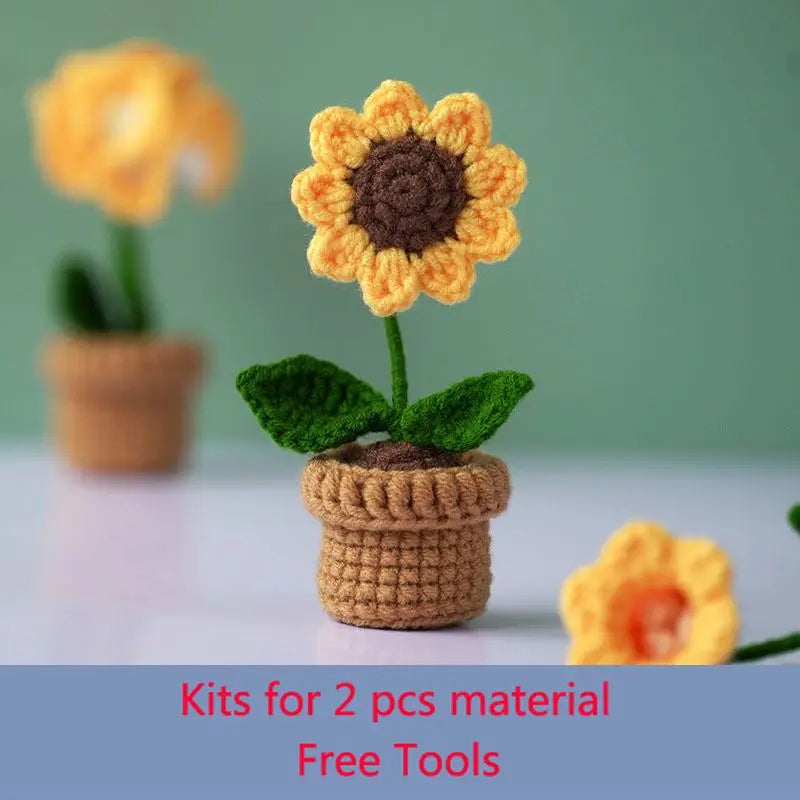 DIY Crochet Kit for Beginners Flowers: Tulip Daisy Sunflower Rose