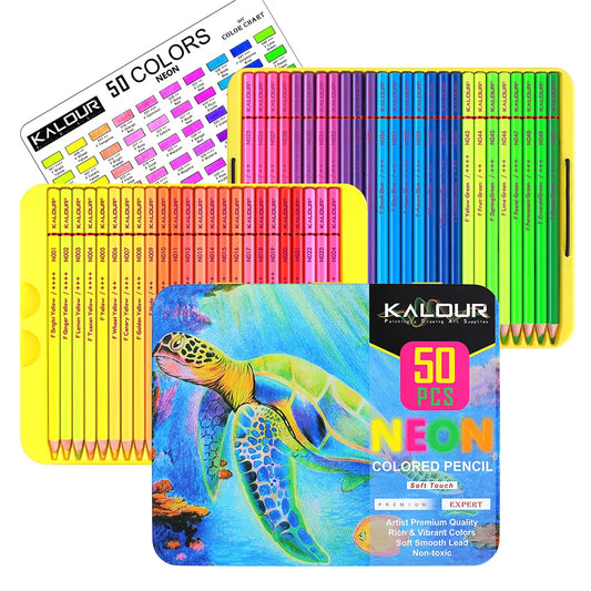 Ensemble de crayons de couleur néon de 50 crayons de dessin de couleur fluorescente