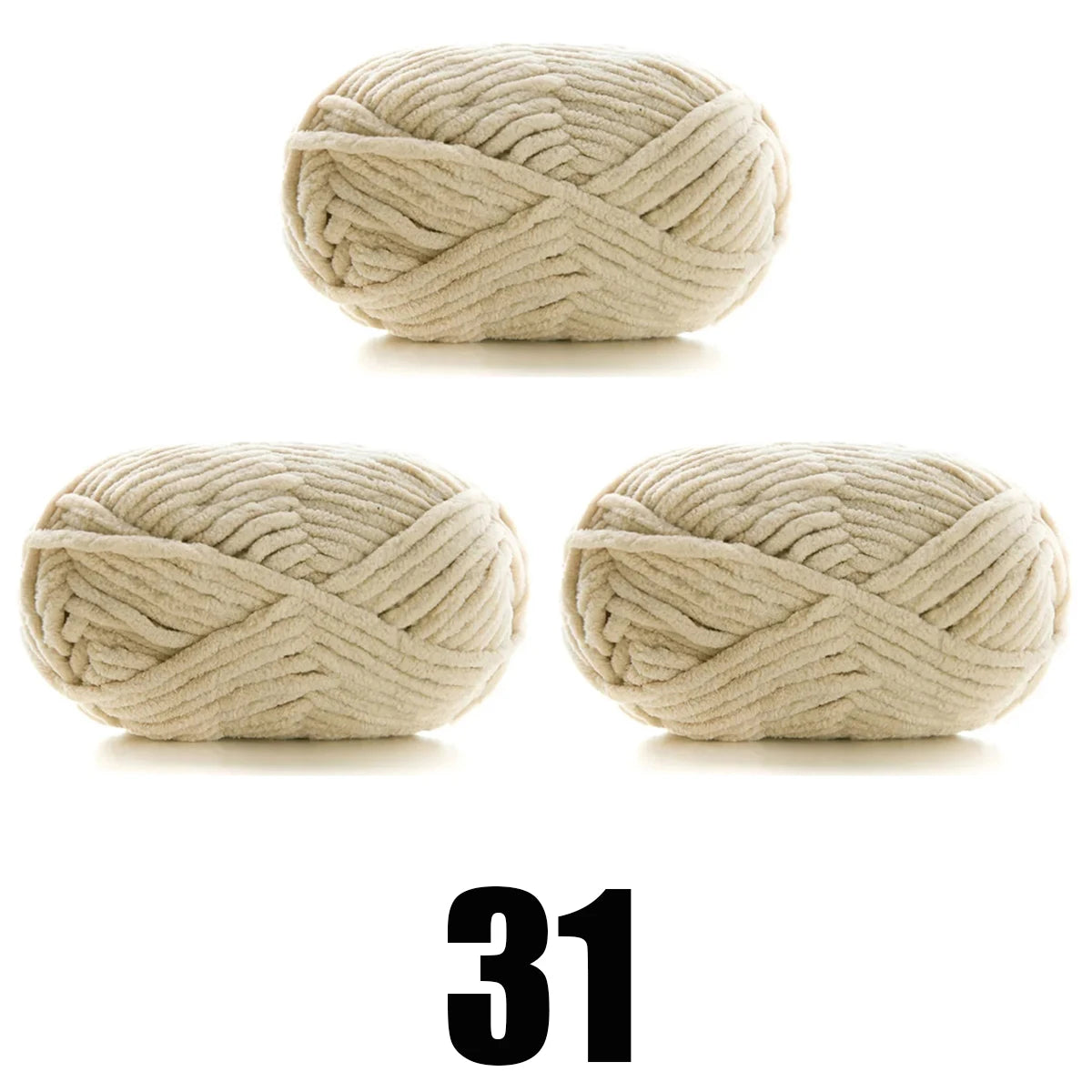 3 Pelotes de laine chenille épaisse et douce en velours 50gr x 3