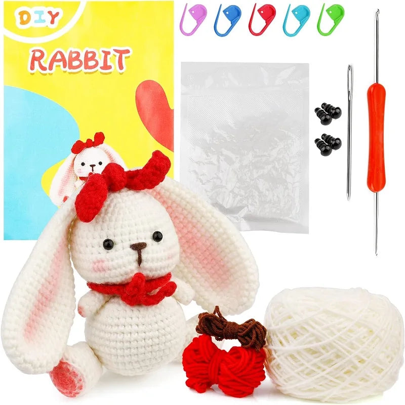 1 DIY crochet kit for beginners rabbit or penguin or llama