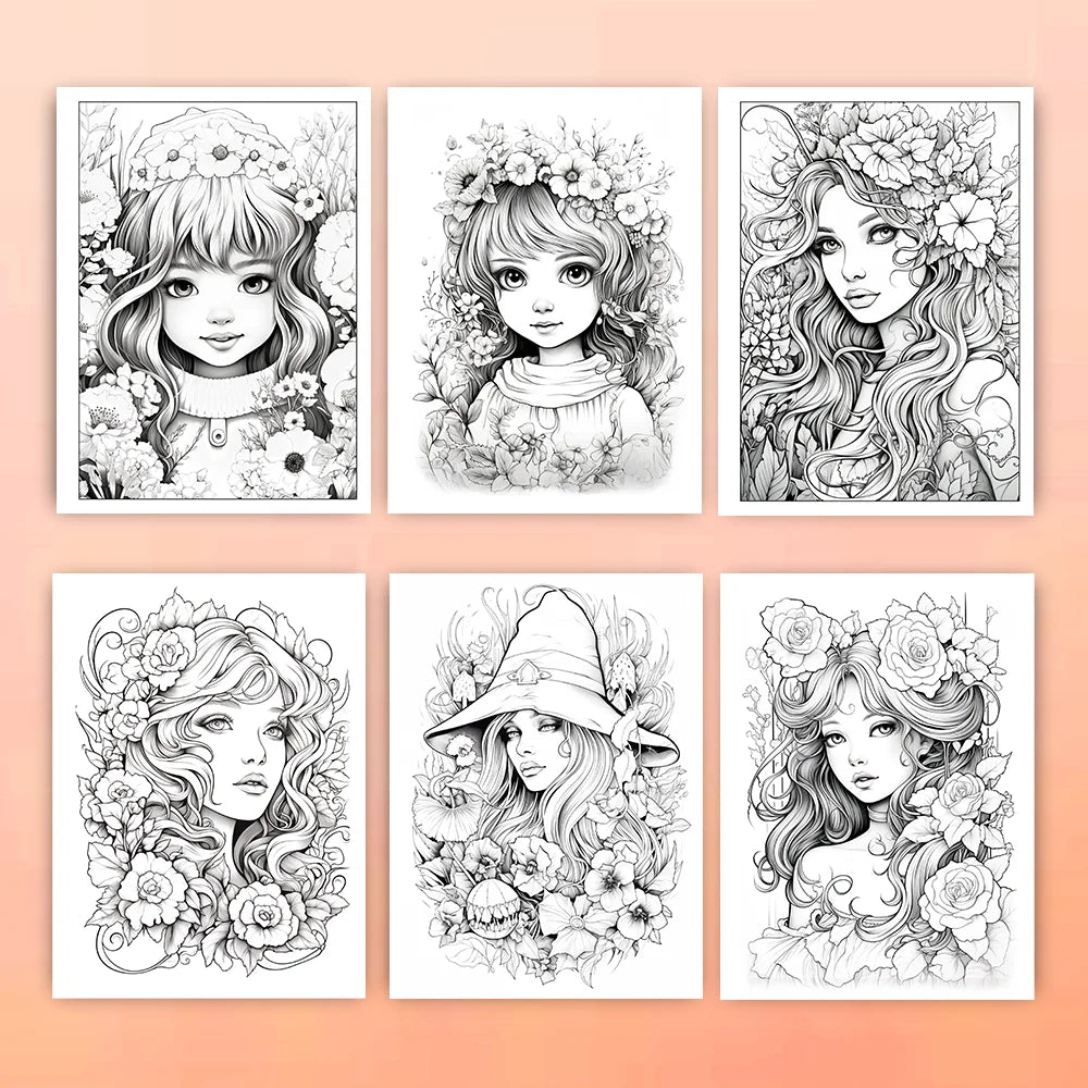 Livre de coloriage pour adolescent et adulte The Flower Girl