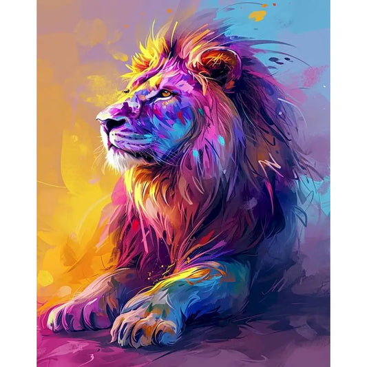 Kit de Peinture par numéros Lion multicouleur graffiti