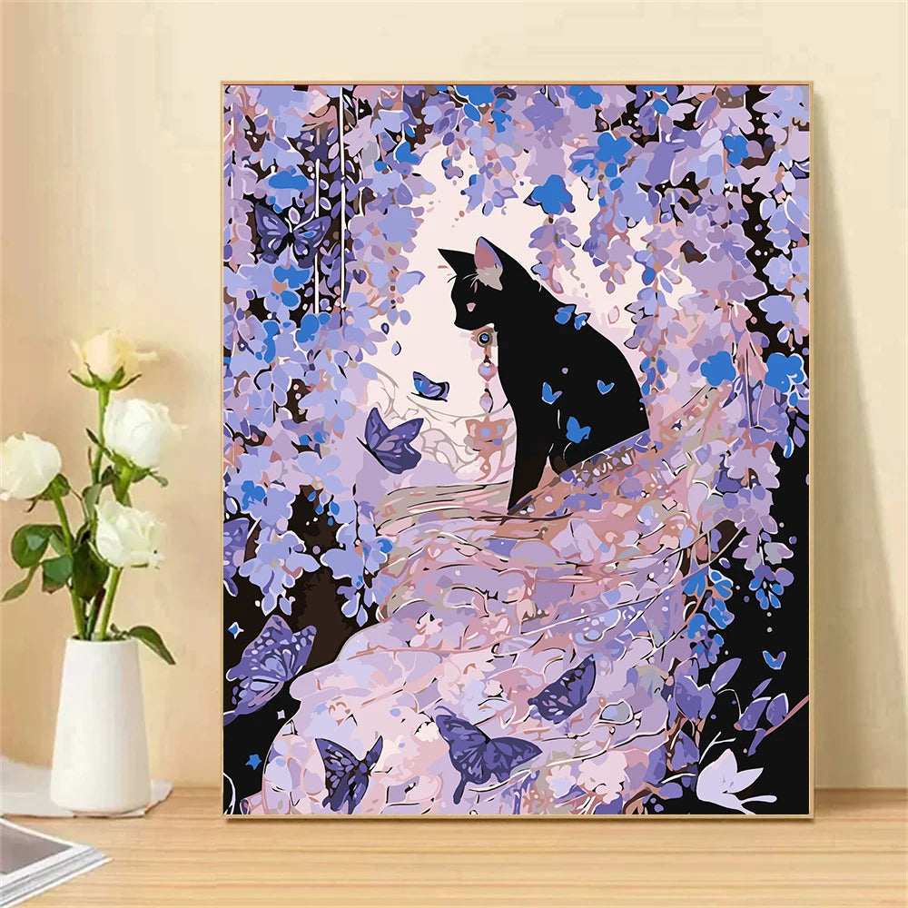 Black Cat Paint by Numbers Kit for Adults