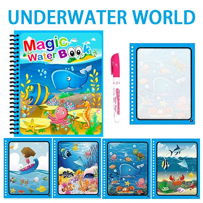 Magic Book for Children Water Drawing Montessori Reusable