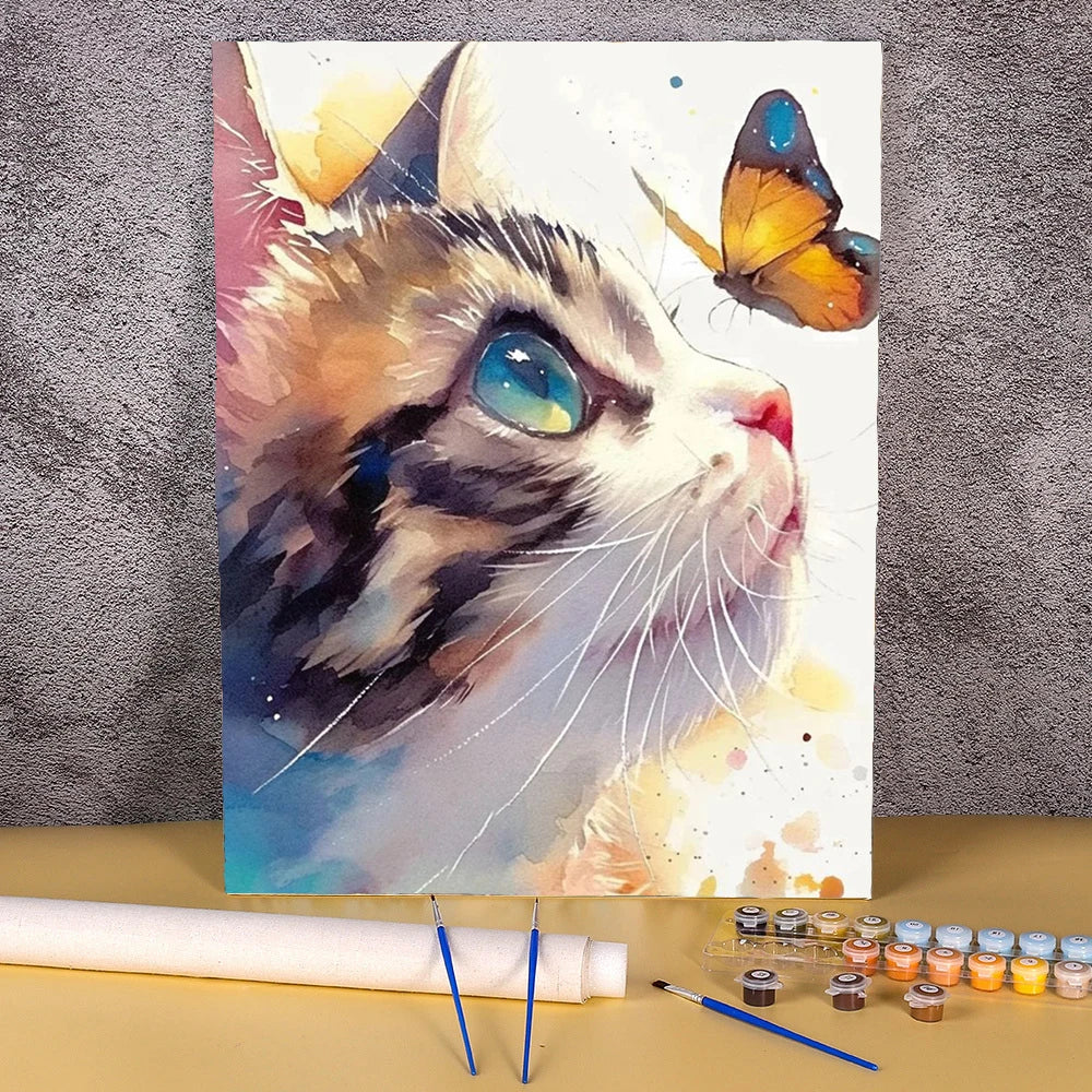 Peintures par numéros facile chat Cartoon plusieurs dessins disponibles