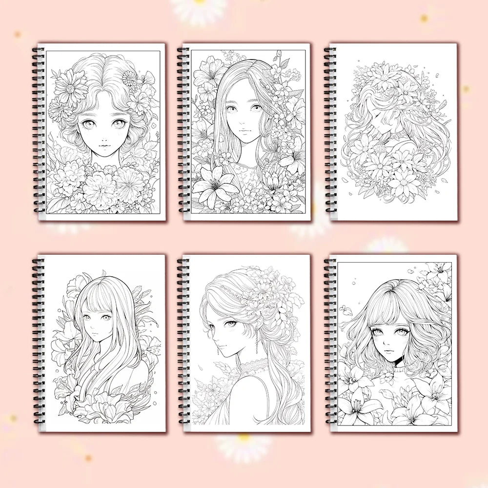 Maiden in the Flowers Coloring Book