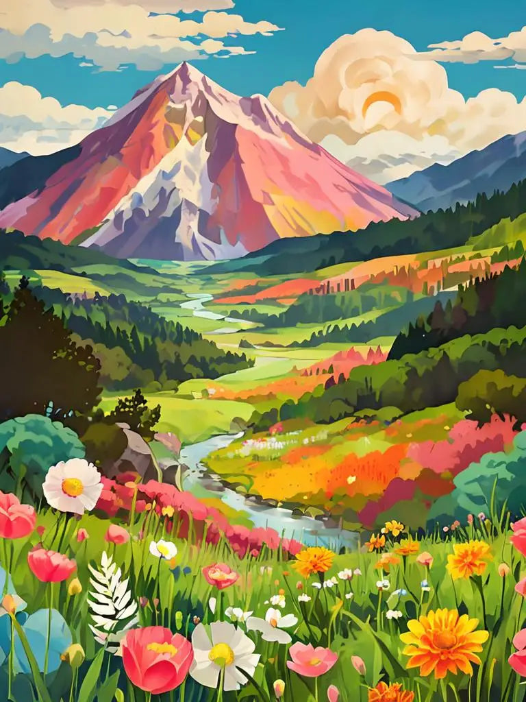 Peintures par numéros Paysages roses Montagnes