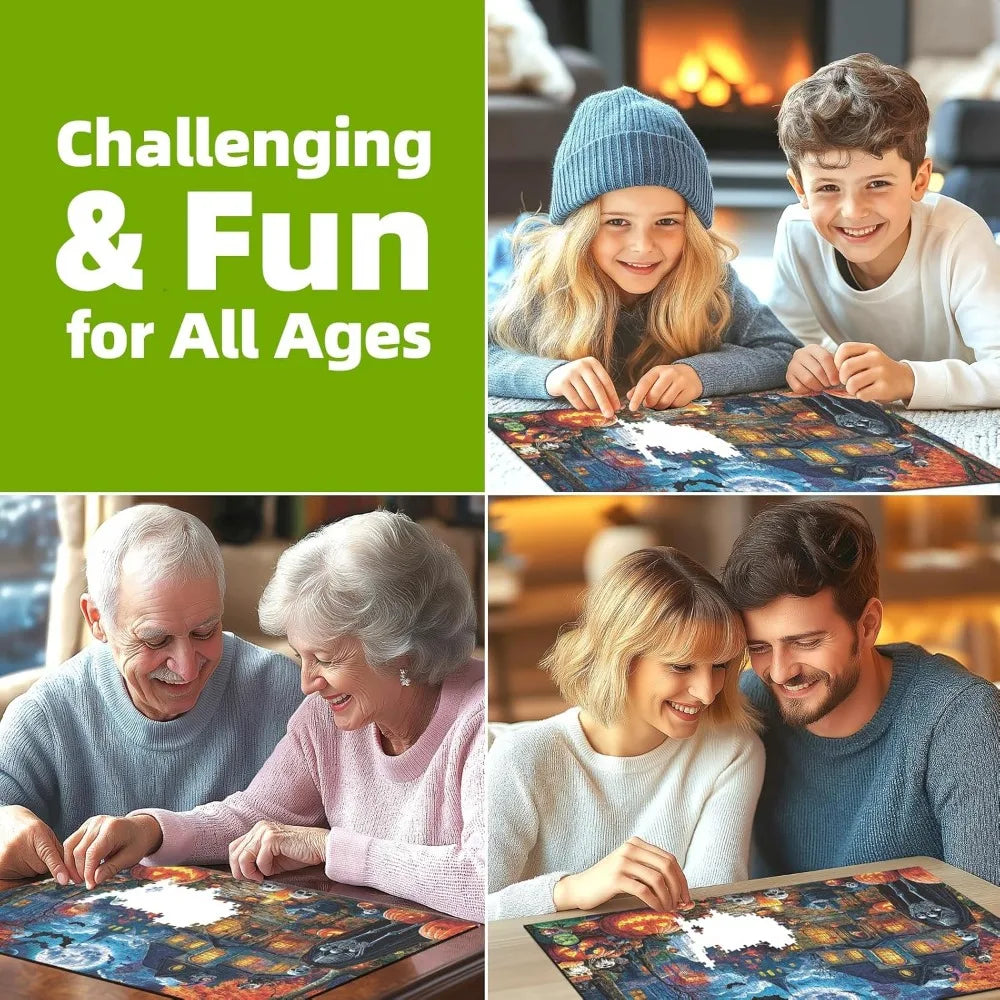 Puzzle nuit d'halloween pour adultes, 120/300/500/1000 pièces, scène de manoir hanté