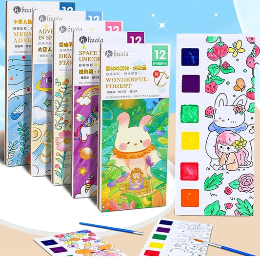 Libros de 12 o 20 hojas de papel para pintar con pintura al agua para niños