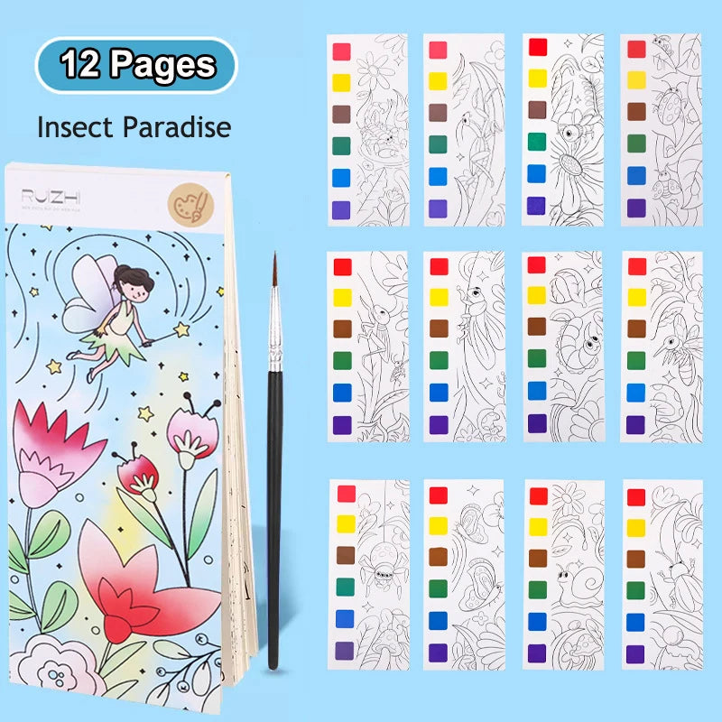 Books of 12 or 20 sheets of paper to paint with water paint for children