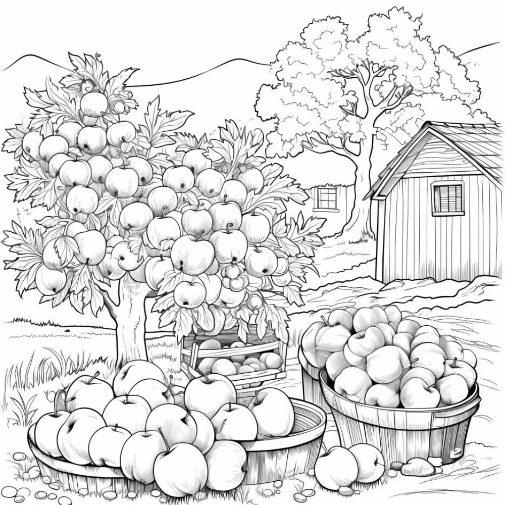 22 Pages Anti-Stress Coloring Book Peaceful Countryside