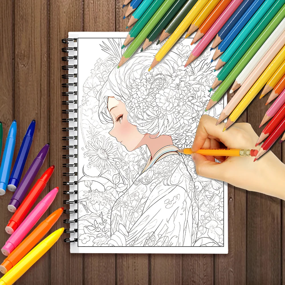 Maiden in the Flowers Coloring Book