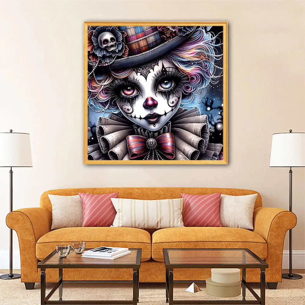 Peinture à diamants portrait de Clown