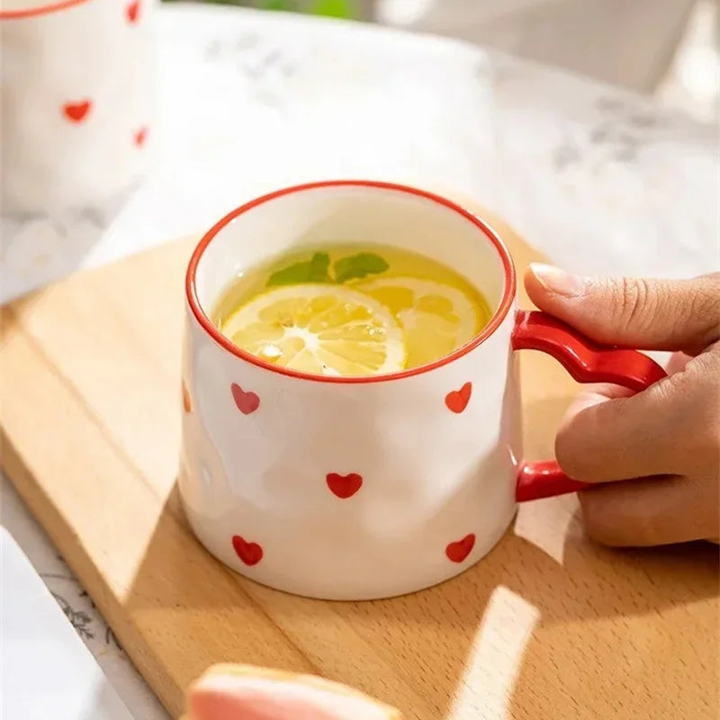 Jolie tasse en céramique faite main 300ml Petits cœurs d'amour