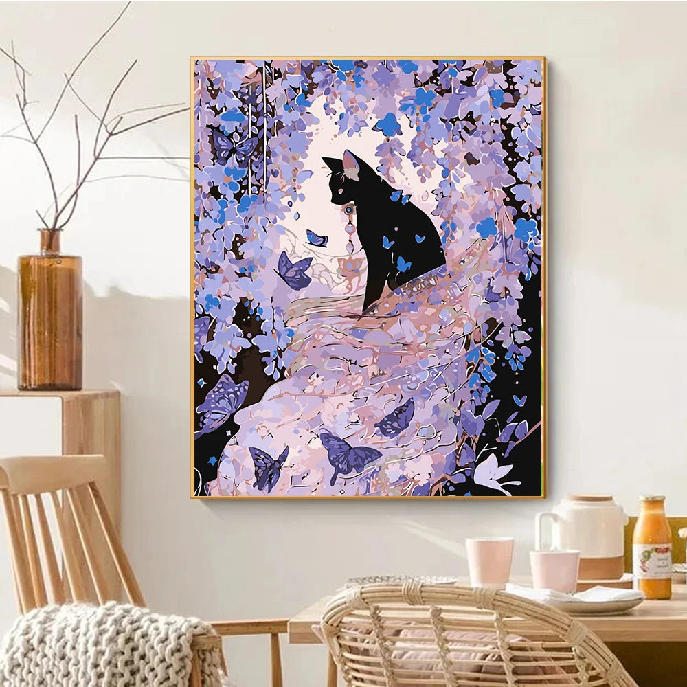 Black Cat Paint by Numbers Kit for Adults