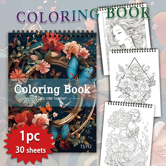 Libro para colorear para adultos, 30 diseños diferentes, 100 g/m²