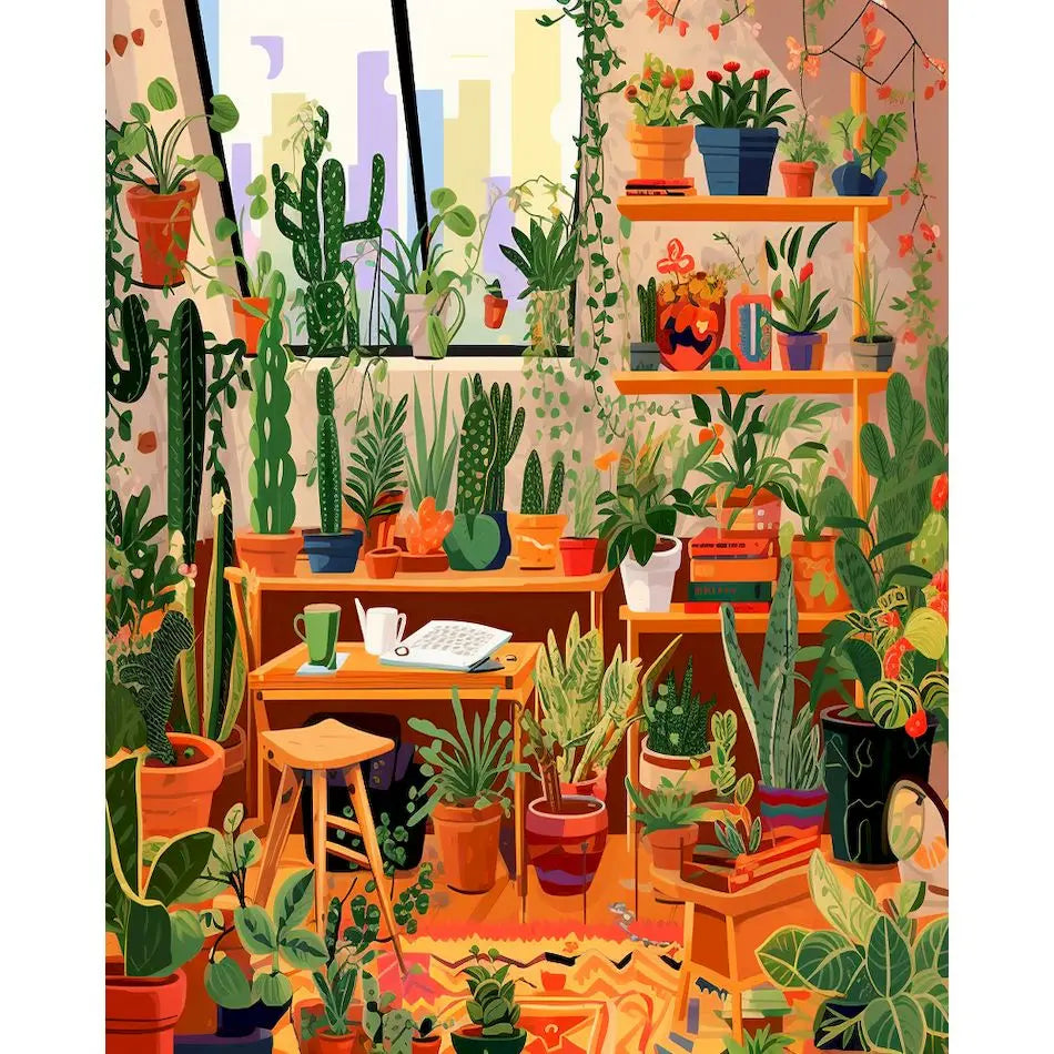 Pintar por números plantas de interior Plantas en maceta Cactus