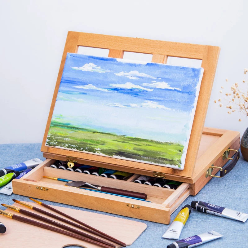 Portable wooden flat easel