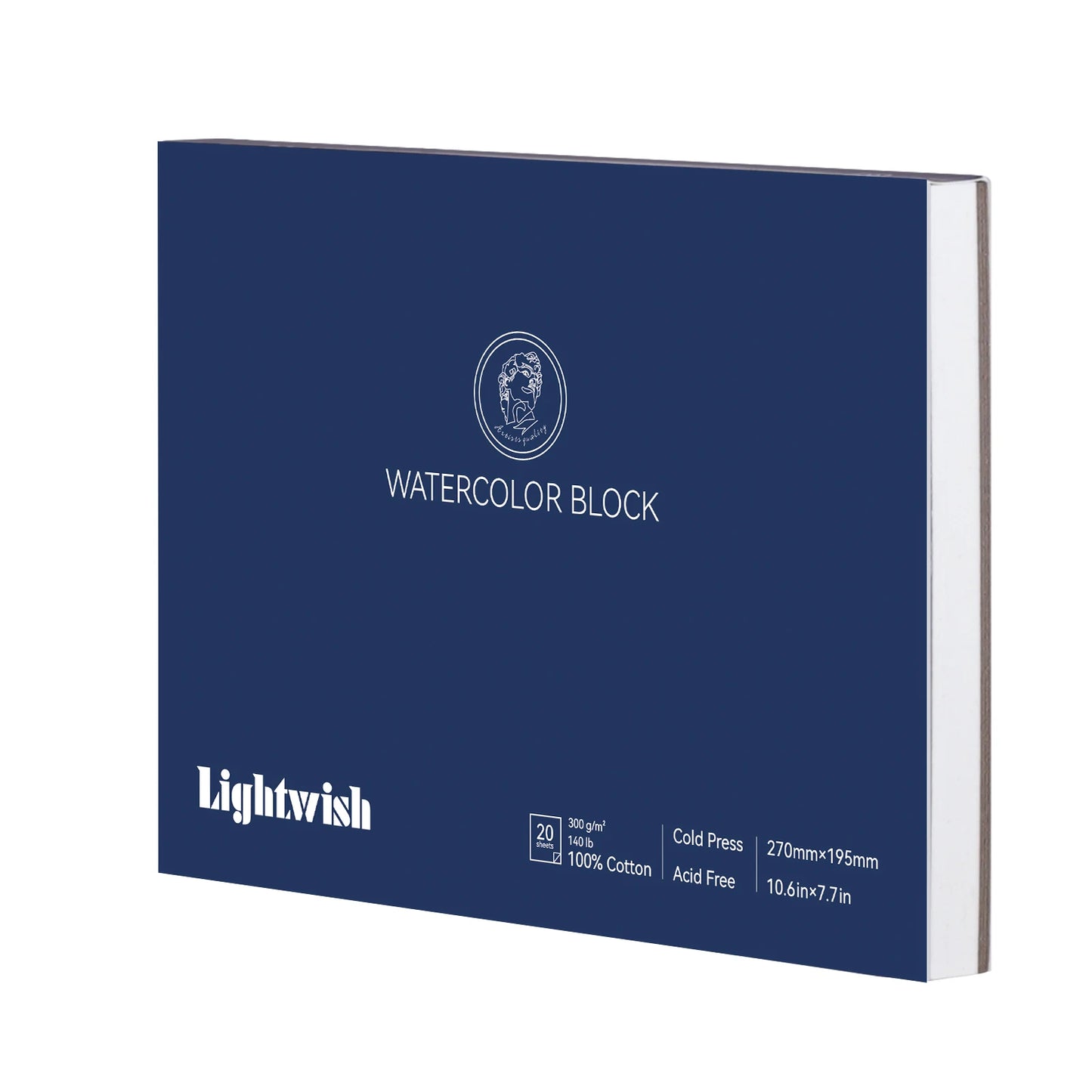 LIGHTWISH Cold Pressed Watercolor Paper Pad 20 Sheets 100% Cotton 140lb/300GSM