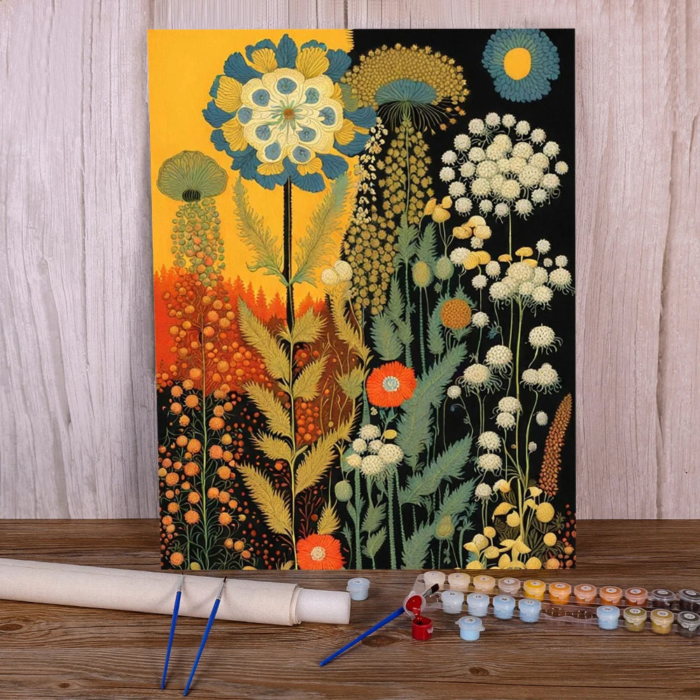 Painting by numbers flowers bohemian style