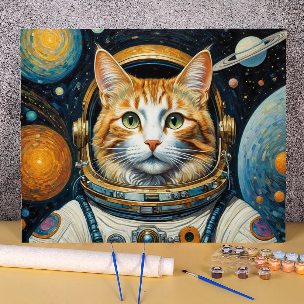 Peintures par numéros Chat astronaute, Renard dans le désert, Hibou dans le desert, Chats sur la branche