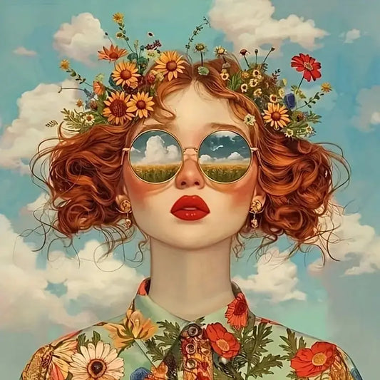 Peinture à diamants Fille aux fleurs