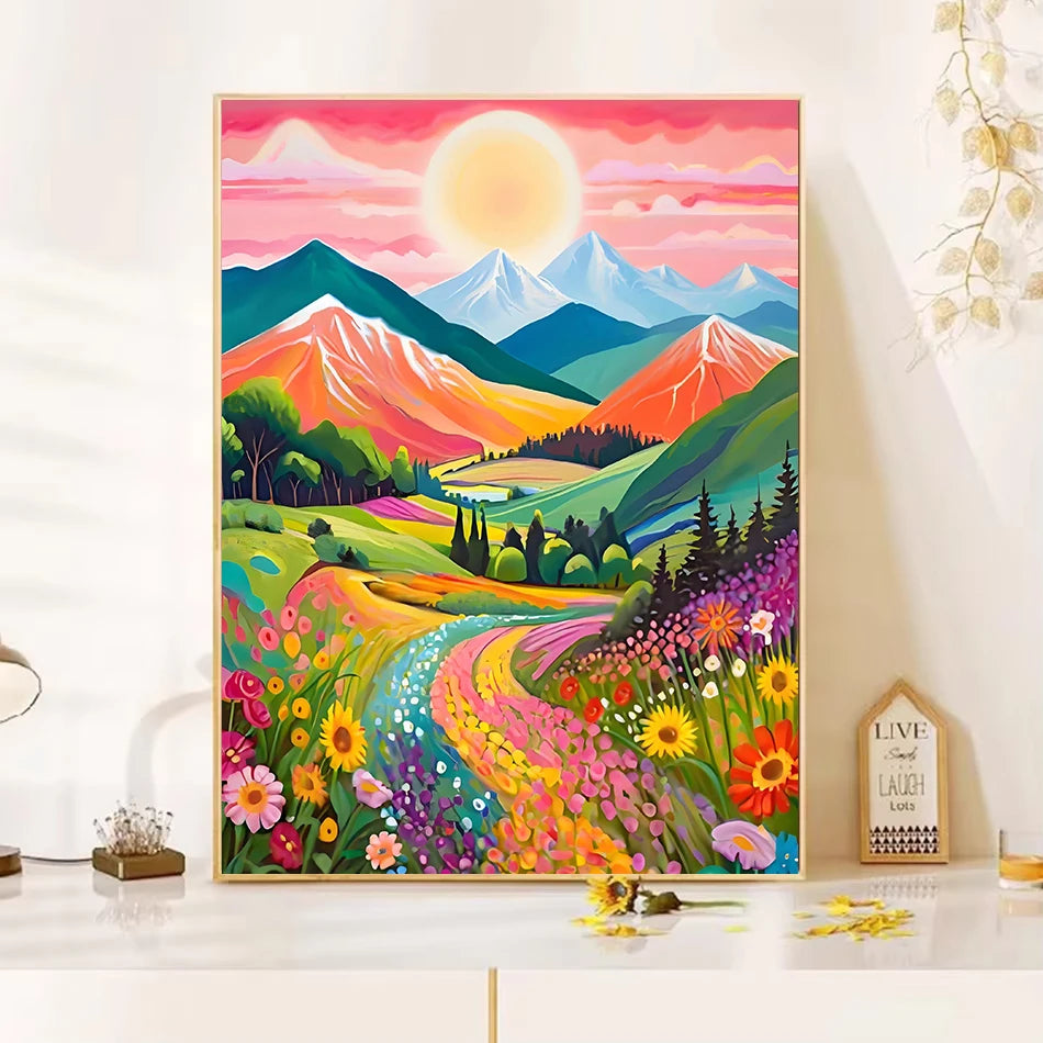 Peintures par numéros Paysages roses Montagnes