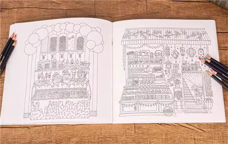 Coloring Book Rooms of Mysteries 80 Pages 25*25cm for Teenagers and Adults