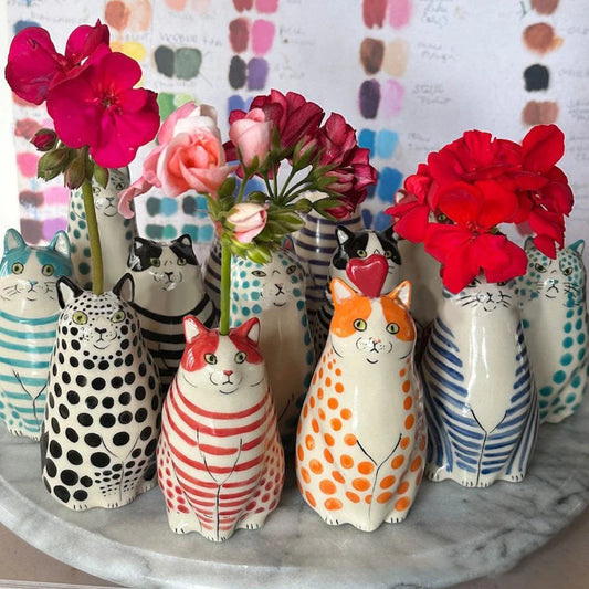 Small Resin Vase Cats Inspired by Russian Dolls