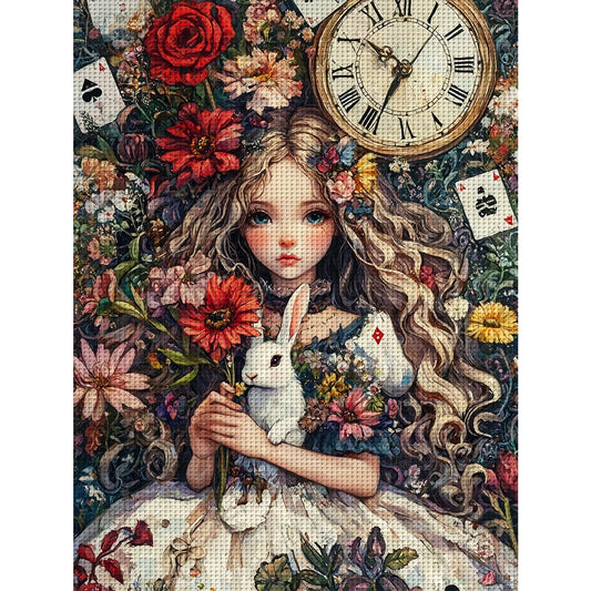 Kit de point de croix 11CT/14CT estampillé Alice au pays des merveilles