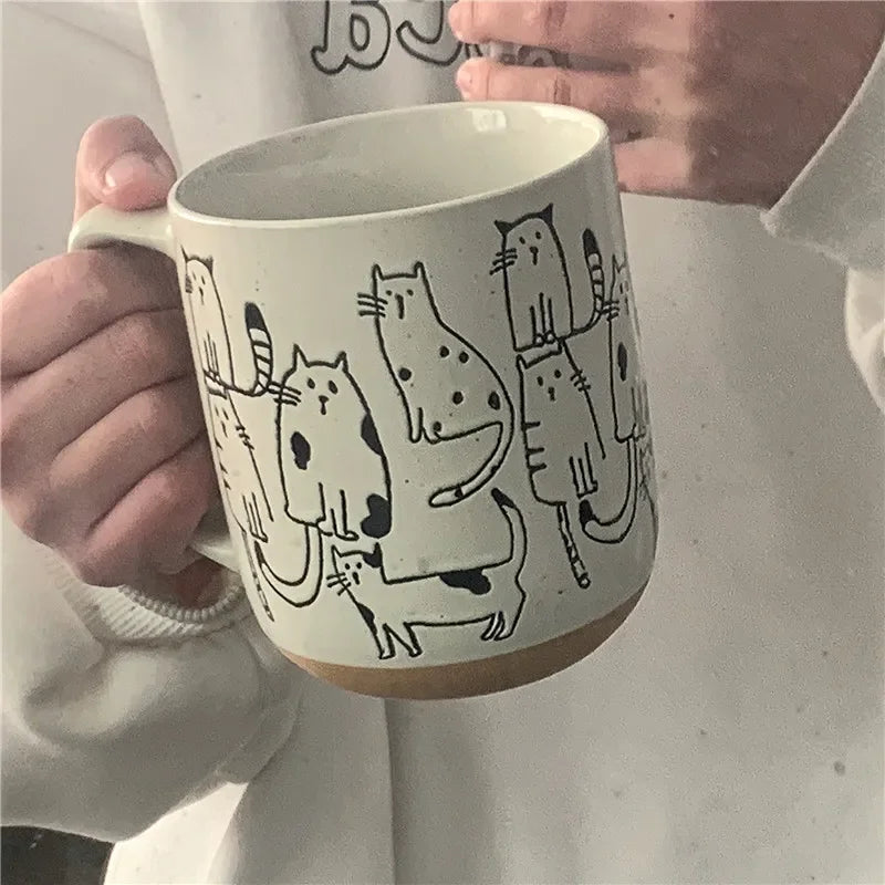 Taza pintada a mano gran capacidad gatos