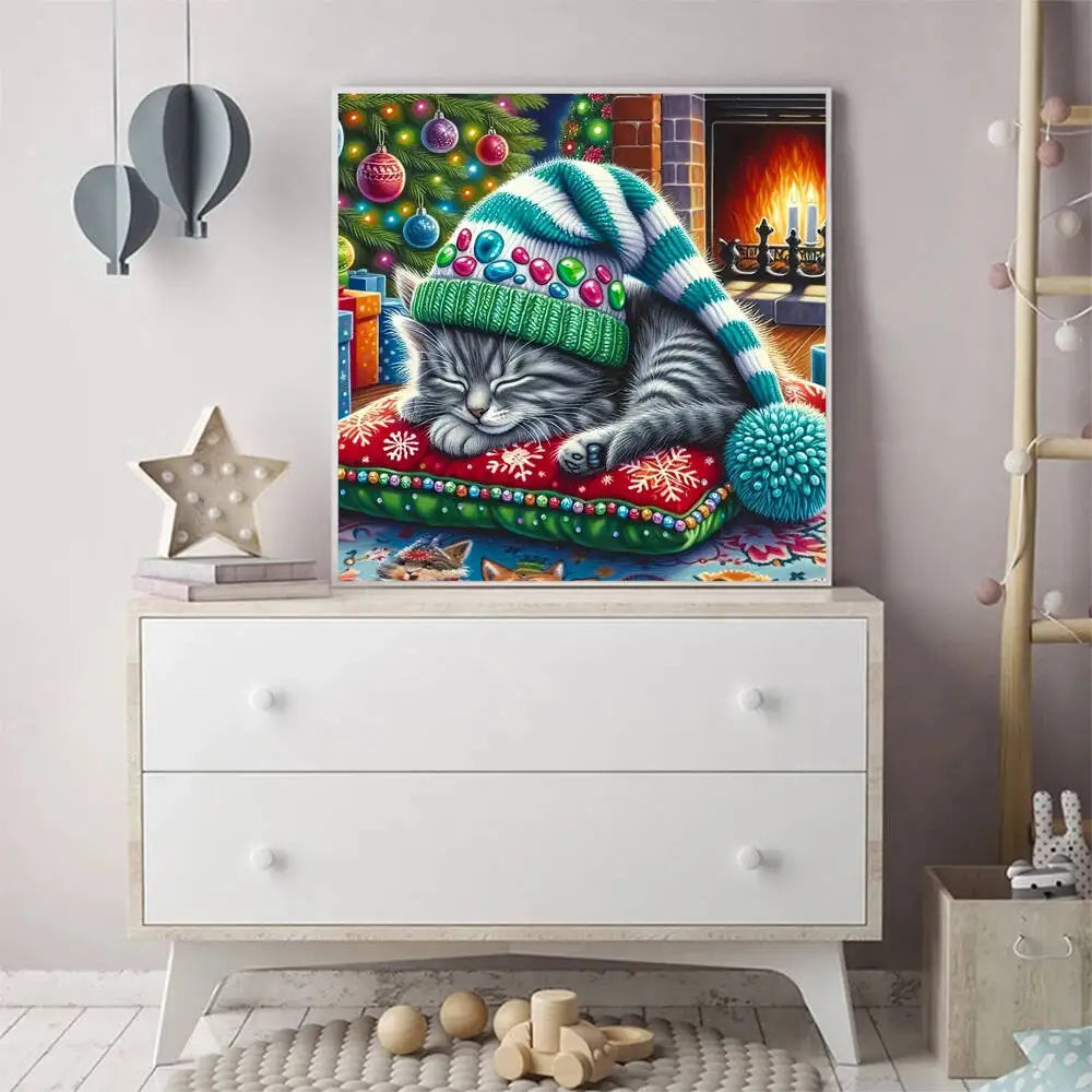 Kit de point de croix Chaton de Noel