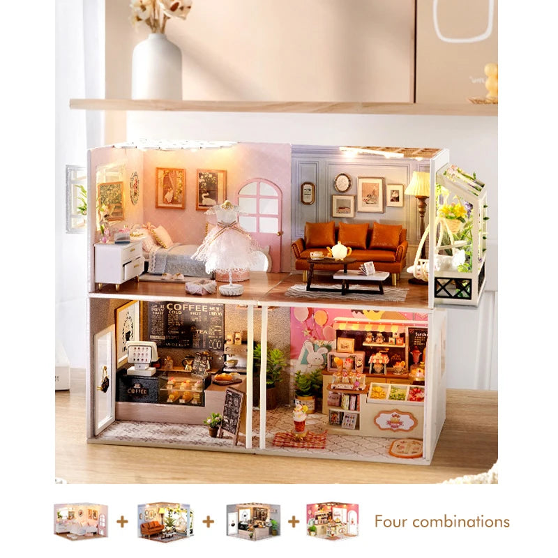 DIY models shops, living room, bedroom Dollhouse