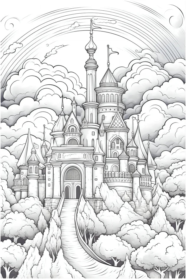 22-page anti-stress coloring book Angelic landscapes