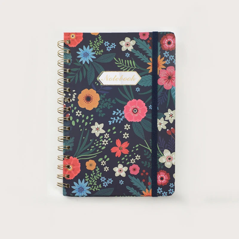 Cuadernos espirales con bonitas flores, tapa dura, 5,5 x 8,3 pulgadas, 160 páginas