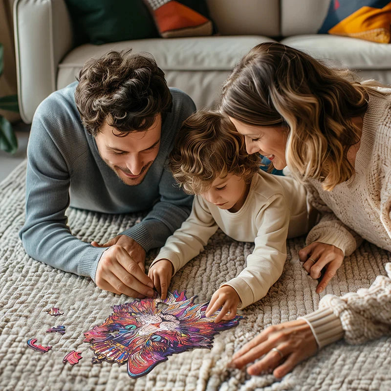 Rompecabezas de madera Mandala místico y decoración de gato místico