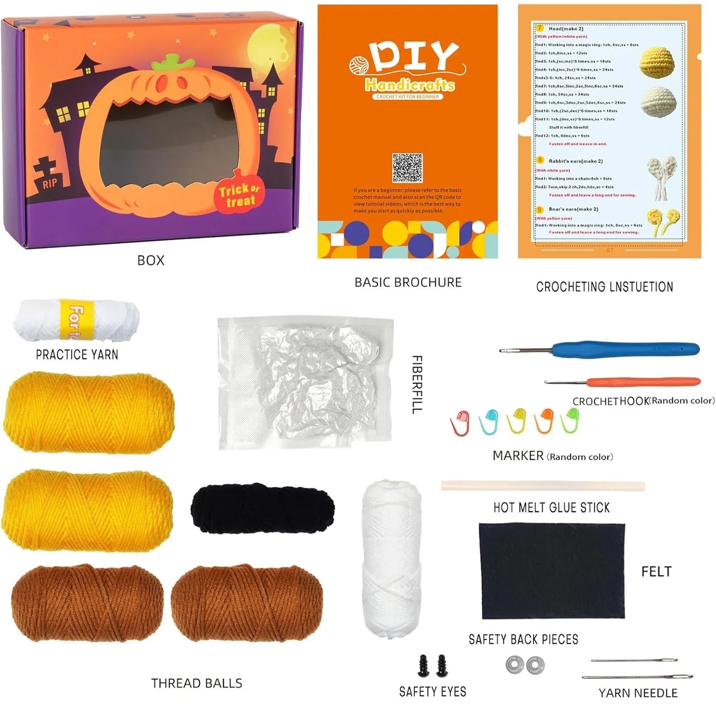 Kit de crochet pour débutants, décorations d'Halloween