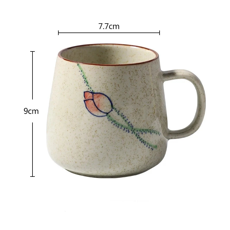 Tasse de style japonais rétro de 380ml avec ou sans couvercle et cuillère