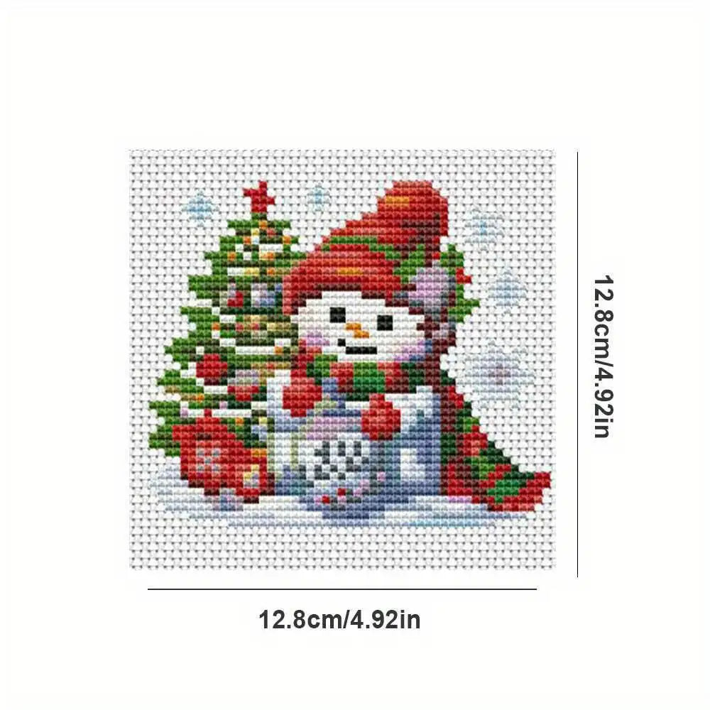Kit de broderie en tissu imprimé bonhomme de neige, point de croix de noël, 11Ct,  8 pièces