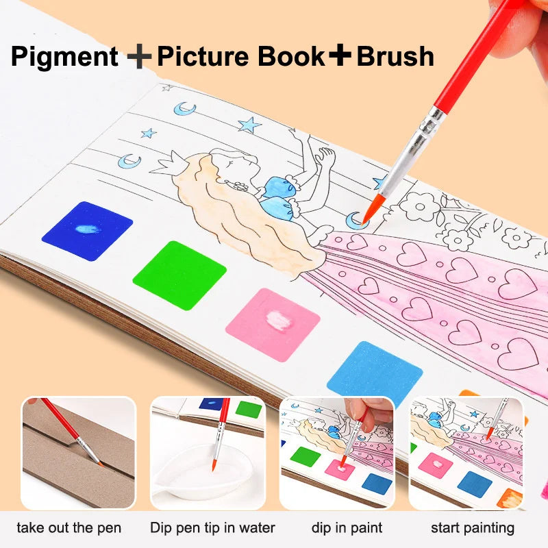 Books of 12 or 20 sheets of paper to paint with water paint for children