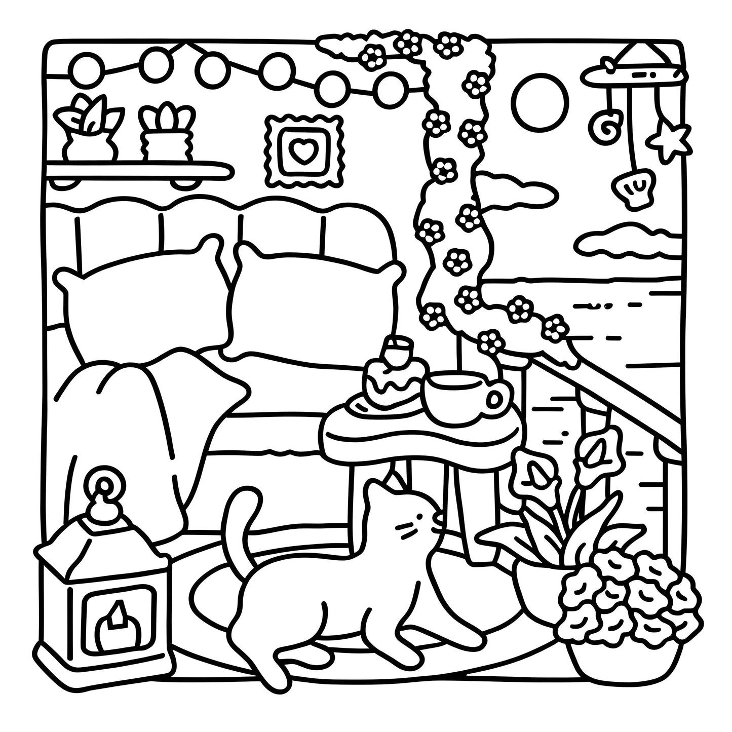 Cat Moments Coloring Book Cute and Simple Designs