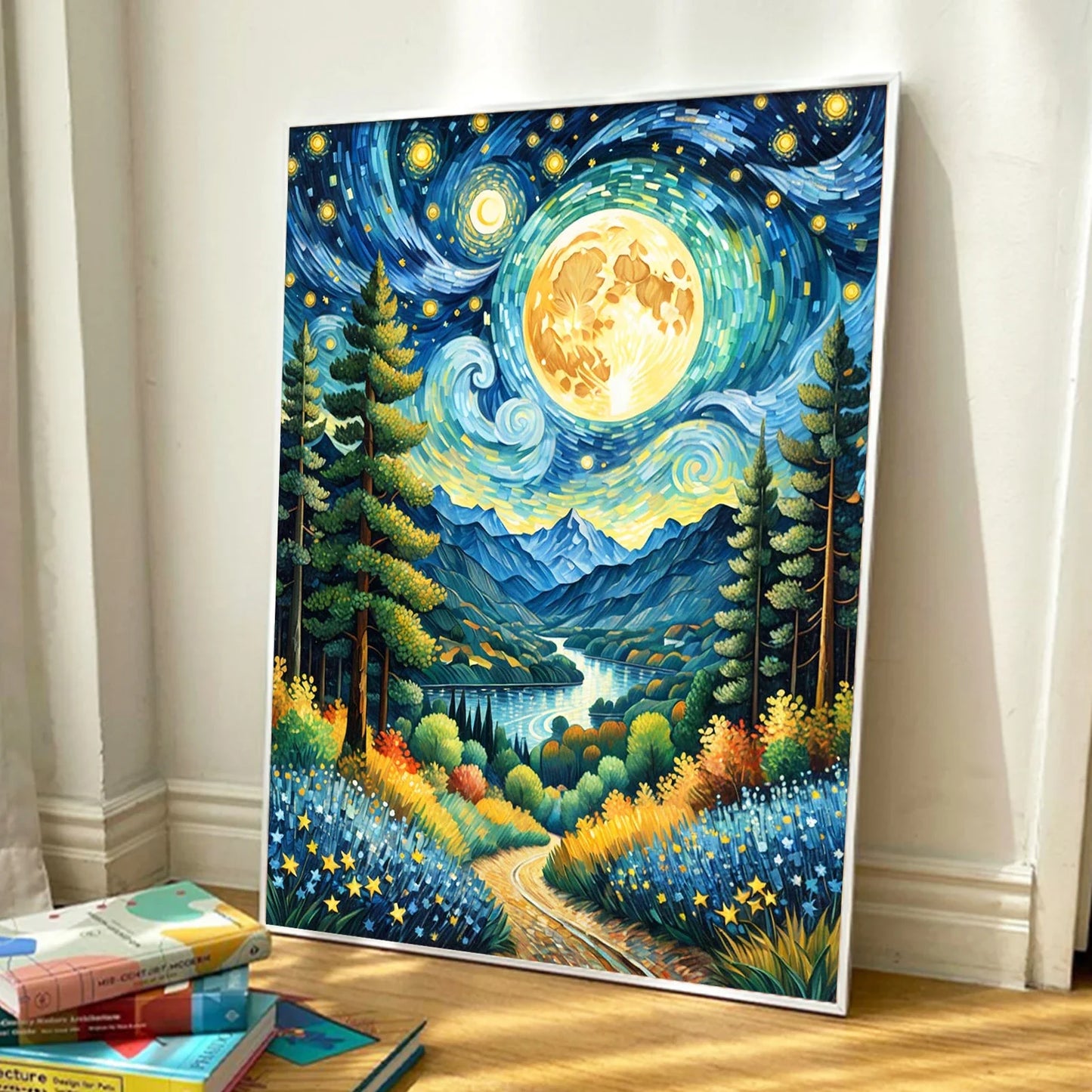 Pintar por números para adultos Luna estrellada