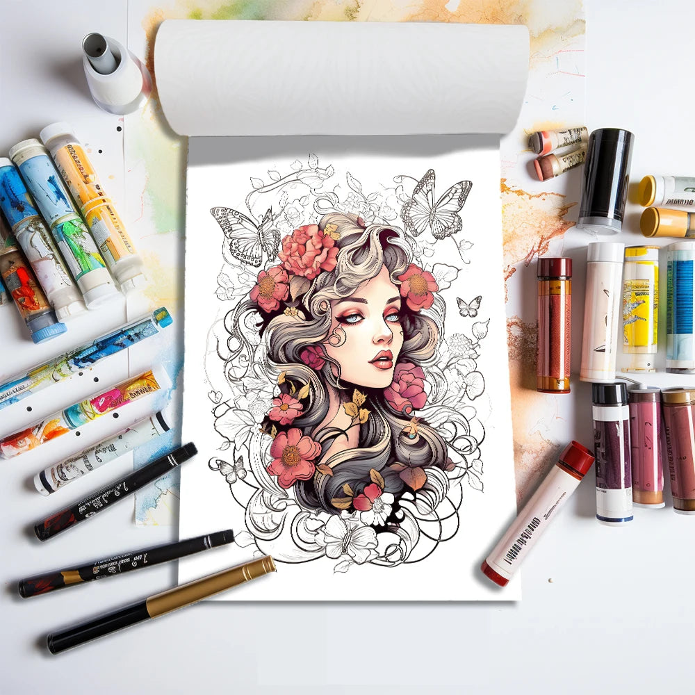 Libro para colorear antiestrés con tatuajes tamaño A4