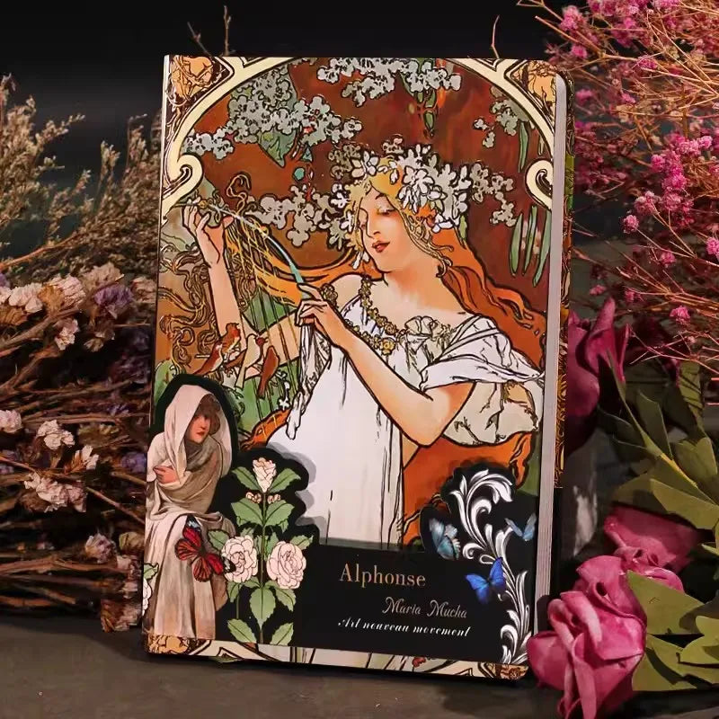 Retro notebook of Mucha's works