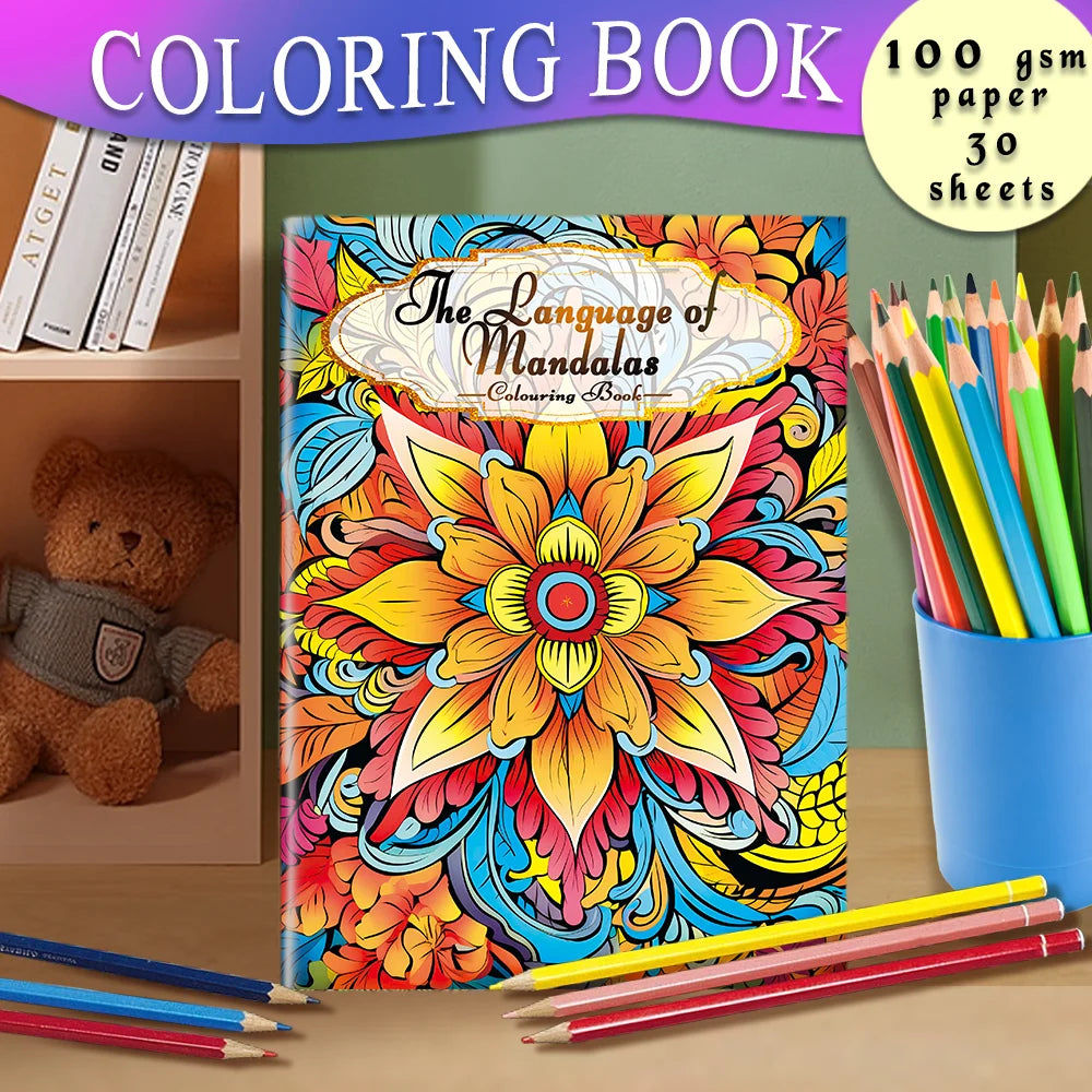 Livre de coloriage Mandalas 30 dessins Différents 100gsm